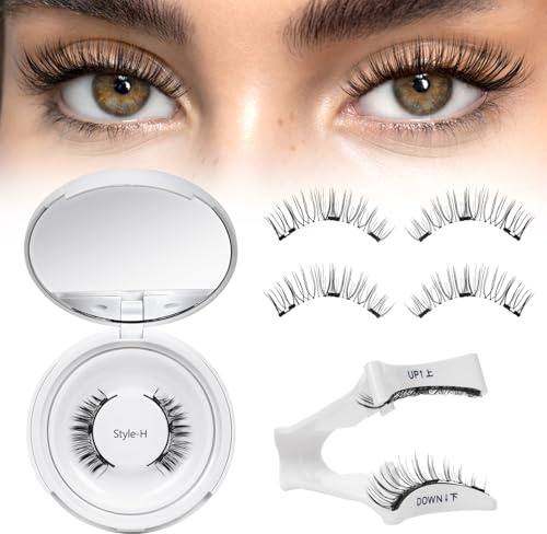 Higu clace Magnetische Wimpern, Magnet Wimpern Ohne Eyeliner,Magnetische Wimpern Natural Look, Stark Magnet Wimpern mit Applikator,Kein Kleber erforderlich Wimpern Magnetic(Style H)