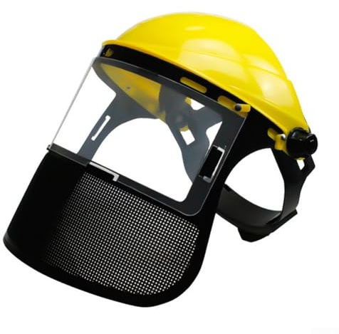 Casco protettivo integrale in rete per decespugliatore da giardino, decespugliatore e tagliasiepi, visiera regolabile in rete di ferro, cappello di sicurezza leggero per lavori forestali e