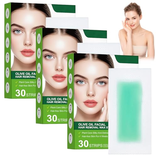 90 Pcs Packungen Kaltwachsstreifen Gesicht Wachsstreifen Gesicht Wachsstreifen Haarentfernung Wax Strips Waxing Strips Wax Streifen Speziell für Feine Härchen auf Der Oberlippe Entwickelt