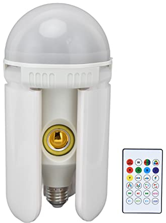 PIXAXOHH Proiettore con altoparlante musicale wireless a luce LED Lampadina con cambio colore RGBW Telecomando Lampadina a vite E27 85V‑265V