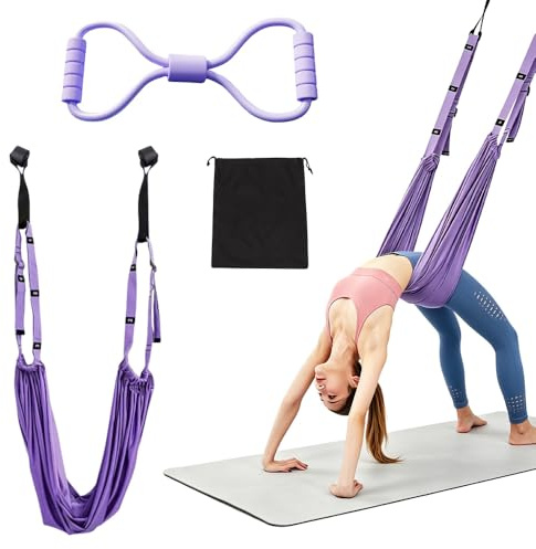 Aerial Yoga Swing, SGZIOO Versatile Yoga Strap | Increasing Strength, Flexibility, Balance, Exercises Door Tensile Yoga Belt, Home Gym Equipment for Rehab, Pilates, Ballet