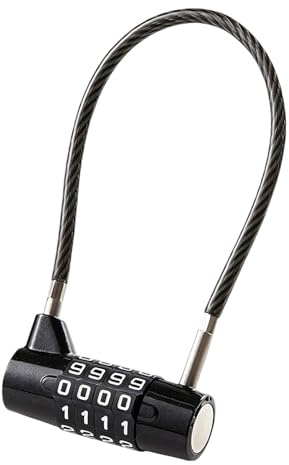 Cadenas Code, Cadenas à Combinaison 4 Chiffres Numérique avec 17 cm Câble | Antivol Velo, Câble Flexible pour Casque Moto, Trottinette et Vélo, Sécurité Compacte pour Casier Bagages Valise Armoire