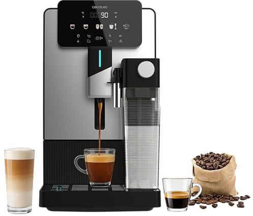 Cecotec Cafetera Express Superautomática Cremmaet Latte Art Elite. 1500W, 19Bares, Thermoblock, 6 Bebidas, Depósito Café 150g, Molinillo Cónico, Limpieza Automática, Depósito Agua 1.1L y Leche 400ml