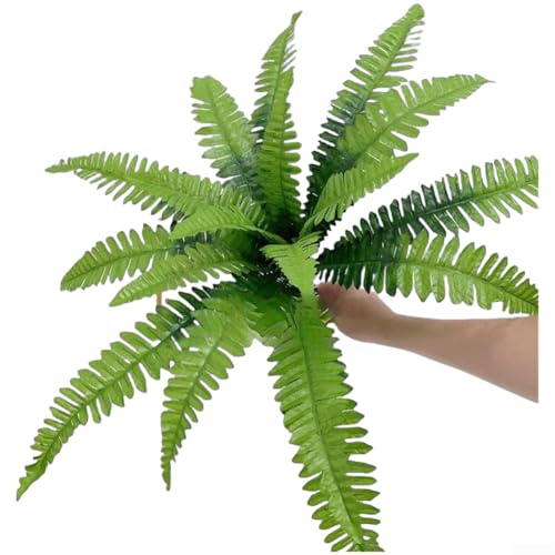 Planta verde artificial de hojas persas de 18 cabezas, decoración de pared para boda, balcón al aire libre, Boston para fondo de pared de helechos