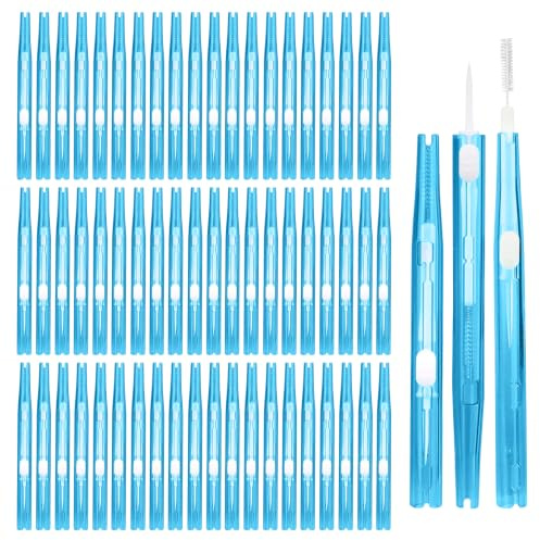 LURVOUS 60 Piezas Kit de Limpieza para Teléfono Móvil, Herramienta Doble Cara Antiobstrucción con Cerdas Suaves y Gancho, para Puerto de Carga, Auriculares, Tablets, Cámaras y Altavoces (Blue)