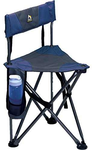 GCI OUTDOOR Quik-E-Seat | Portable, Folding Tripod Chair with Drink Holder and Padded Lumbar Support, Perfect for Sitting Anywhere — Midnight