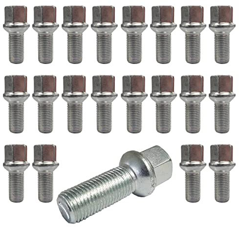 20 bulloni ruota bulloni ruota collare a sfera R13 M14 x 1,5 27mm compatibile con Jetta VW Golf, Bora, New Beetle, Fox, Polo, T4, Caddy, Eos, Passat, Phaeton, Scirocco, Sharan, Touran, Tiguan