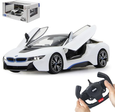 JAMARA 404571 - BMW I8 1:14 40MHz Tür fernbedienbar - offiziell lizenziert, ca 1 Std Fahrzeit, ca 11 Kmh, detaillierter Innenraum, hochwertige Verarbeitung, LED Licht