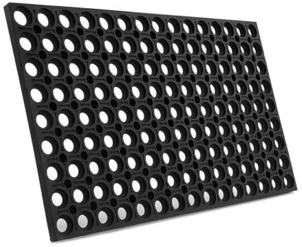 Gummimatte Schmutzfangmatte Ringgummimatte Lochmatte Ringmatte, Fußabtreter mit Verbinder – rutschfest Outdoor & Indoor Matte für Eingang 22mm 5 Größen – 100x150 cm