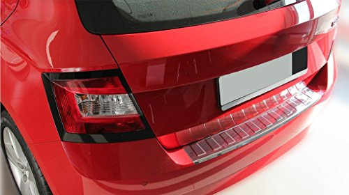 RECAMBO Ladekantenschutz Edelstahl kompatibel für Skoda Fabia III | ab 2014 - Hochglanz poliert, Chrom Look - Styling und Schutz für die Stoßstange