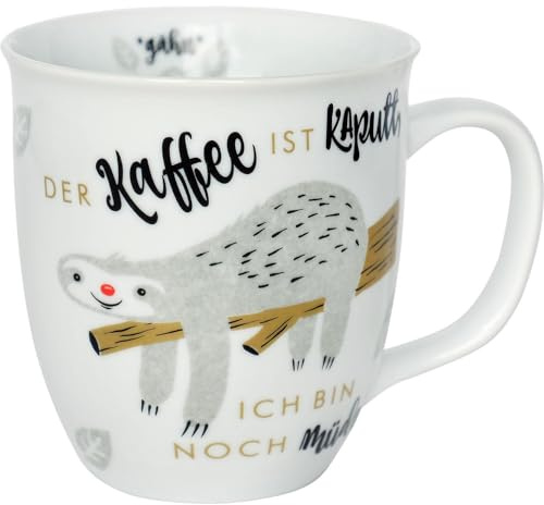 H:)PPY life Tasse mit Motiv Faultier | Kaffeetasse, Porzellan, 40 cl | Tasse mit Spruch, Geschenk | 45180