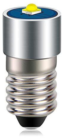 Ruiandsion 1pcs E10 LED Bulb 4.5V 2525 3W White LED Replacement Bulb Upgrade for Headlamps Flashlights Torch Light,Negative Earth