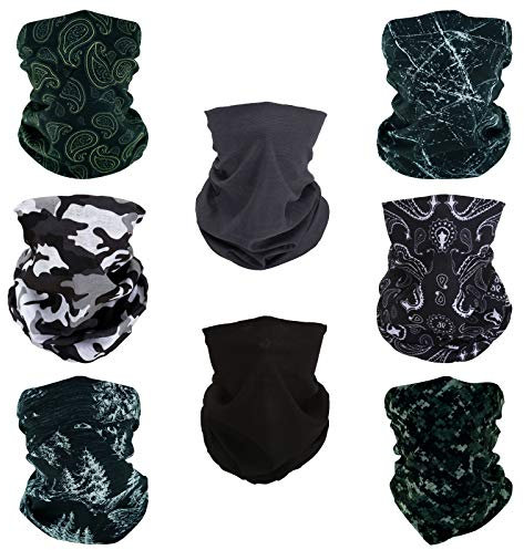 SMEHCF 8 Novelty Seamless Bandana Balaclava Face Cover Mask Shield Neck Gaiter Reusable Breathable Dustproof Windproof Unisex Black White Gray Snow Pine Camo Camouflage Konjac Flower