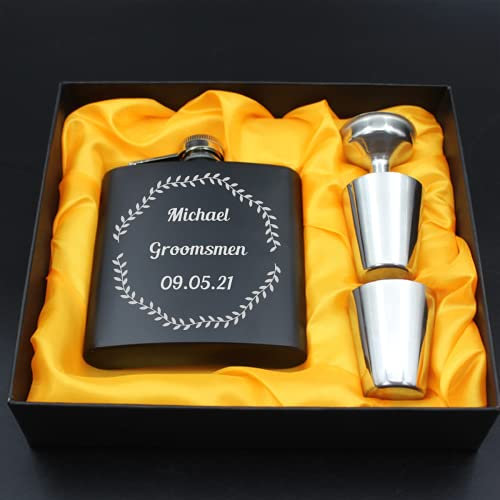 Petaca personalizada de acero inoxidable grabada con láser, cumpleaños, boda, aniversario, regalo personalizado (círculo)