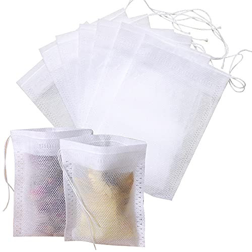 400 Stück Teebeutel Leeres,Teefilterbeutel mit Infuser Kordelzug Filterbeutel Gewürzbeutel Filterpapier Teefilter Tunnelzug Tasche für Tee Kaffee Obsttee Teeblumen Gewürz Kräuterpulver,10x12cm