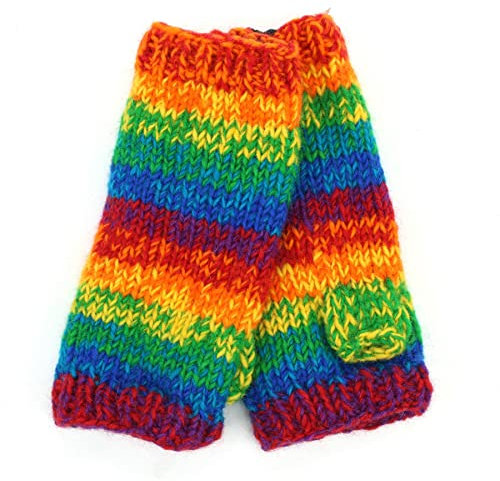 LOUDelephant Handgestrickter Armwärmer aus Wolle, SD Geschredderter Regenbogen, One size