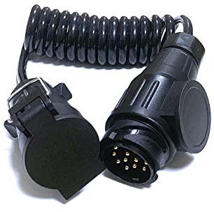 JVJ Adapterkabel 7 auf 13 Polig Spiralkabel 2.0m Adapter Kabel Anhänger Verlängerungskabel Kabelleitung 13-polige Kupplung 12V auf 7-poligen Stecker für Camping Caravan Wohnwagen Wohnmobil