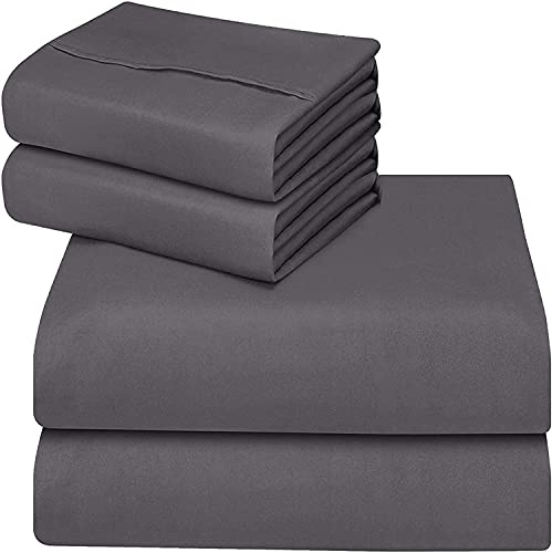 ComfyWell Dra-på-lakan king size – djupt dra-på-lakan för king size-säng (35 cm) – mjukt borstat mikrofibertyg grå sängkläder – krympnings- och blekningsbeständigt (king (150 x 200 cm), grå)