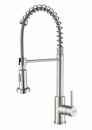 CATA XPB Mélangeur à levier unique 51 cm Cartouche en céramique ouverture à froid Aérateur anti-calcaire avec réducteur de débit jusqu'à 5,7 l/min Matériau Acier inoxydable Finition Satin