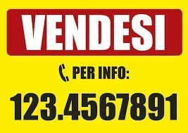 Social Crazy - Cartello Segnaletico - VENDESI PER INFO NUMERO PERSONALIZZABILE sfondo giallo - Adesivo Resistente, Pannello in Forex, Pannello In Alluminio (30X42 CM)