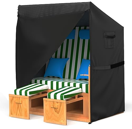 BROSYDA Telo di Copertura per Poltrona da Spiaggia 135x105x175/140cm, Impermeabile, Anti-UV, Telo Protettivo per Sedia da Spiaggia in Tessuto Oxford 600D con Cerniera Impermeabile e Prese d'aria