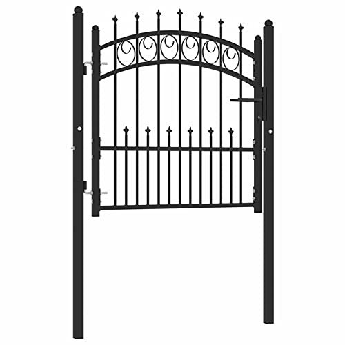 Yolola Cancello Recinzione Giardino, Cancello in Ferro, Cancello Ferro Battuto, Cancello Giardino,con Punte, in Acciaio 100x100 cm Nero