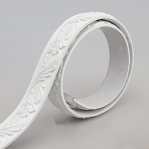 Guest Ruyunlai Tapetenbordüre selbstklebend 3-weiß 3.1 x 500 cm zum Aufkleben für Wohnzimmer Küche Badezimmer Abnehmbare Wasserdicht Bodenleiste PVC Dekorative Bordüre