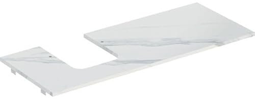 Geberit ONE piano lavabo, ritaglio a sinistra, per lavabo da appoggio a forma di bacinella, gres, 120x2x47cm, 505.125.00.; colorazione: Marmo look bianco/opaco