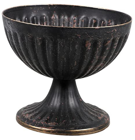 Vintage Vase aus Eisen in Schwarz für Blumenarrangements