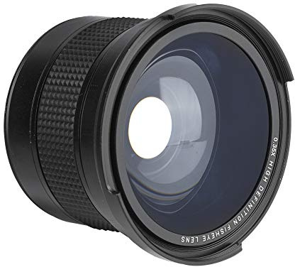58 Mm 0,35-faches Fisheye Weitwinkelobjektiv für die Meisten Spiegelreflexkameras und Digitalkameras, Fisheye Superweitwinkelobjektiv mit Aufbewahrungstasche, Schwarz
