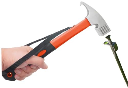 OnIUeZky Camping Mallet High Carbon Steel Tent Hammer with Tent Stake Remover Outdoor Hammer Heavy Duty Camping Hammer Multi-Function Hammer.