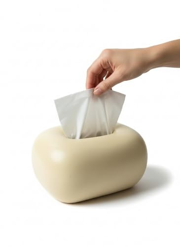 Baamur Keramik Kosmetiktücherbox Beige, dekorativer Taschentuchspender für Wohnzimmer, Badezimmer und Flur, praktische Tissue Box, Elegante Kosmetiktücher Aufbewahrung, Design für jedes Zuhause