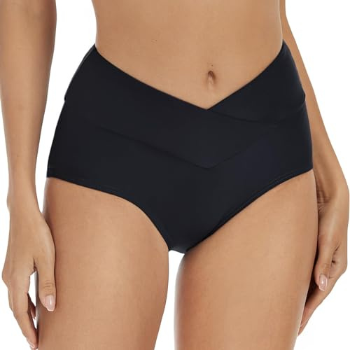Maillot de Bain Menstruel Culotte Menstruelle Fuite Menstruation Bas de Bikini Plage Slip Femme Piscine de Bain Taille Haute Short de Bain Absorbant Période Bikini Bottom Underwear (Black, XL)