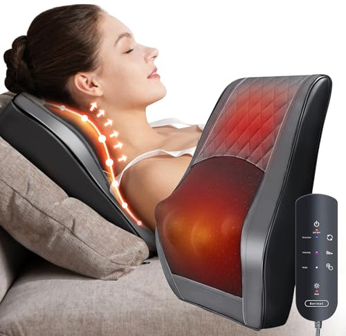 Boriwat Back Massager with Heat, 3D Kneading Massage Pillow for Back, Neck, Shoulder, Leg Pain Relief Deep Tissue, Gifts for Women Men Mom Dad(Dark Gray)