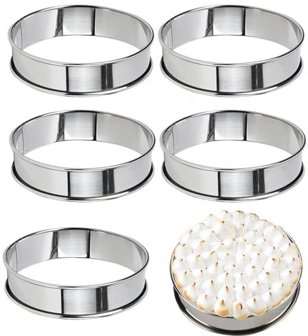 Juego de 6 anillos antiadherentes para magdalenas, anillos de postre de doble rollo, anillos de acero inoxidable para hornear, moldes versátiles para magdalenas para pasteles y postres perfectamente