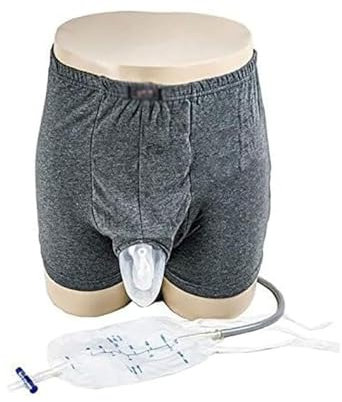 GEDRACKPMYN Wiederverwendbares Herren-Urinal mit elastischem Hüftband und 2 x 500 ml Auffangbeuteln – weich, hautfreundlich, einfach zu verwenden und zu reinigen, ideal bei Inkontinenz,M