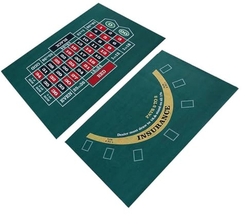 Alfombra de de Doble Cara | Table Felt Texas Hold 'Em & Blackjack Card Games | Almohadilla de Fieltro de Blackjack | Tapete de Mesa de Ruleta de Enrollable Que Ahorra Espacio 23.62 x 35.43 Pulgadas
