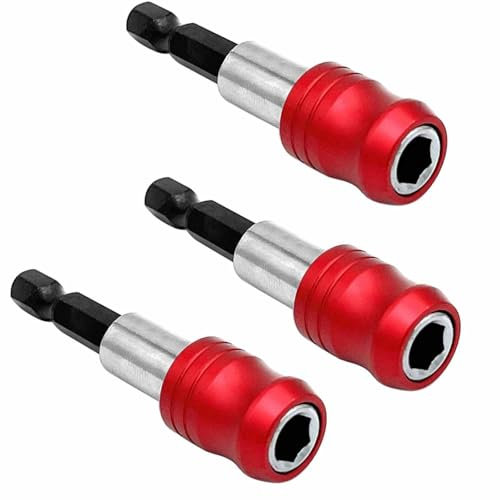 3pcs 1/4” Hex Shank Magnetic Screwdriver Bits Holder Quick Release Drill Bit Extension Bar Chuck Adapter Quick Change Socket Screw Driver Drill Bit for Hand-held Drivers or Power Drill, 60mm