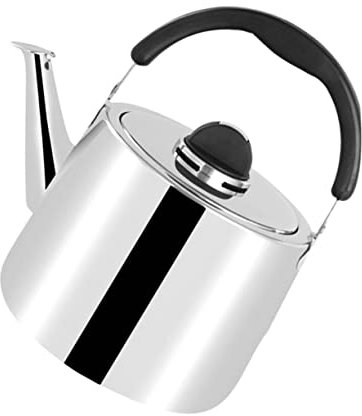LALADEFIEE Edelstahl Pfeifkessel Wasserkessel Mit Flöte Und Flachem Boden Automatischer Signalton Dicker Körper Hitzebeständige Griffe Vielseitig Für Tee Und Wasserkochen Zuhause Geeignet