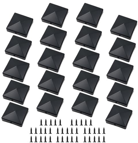 Pack of 20 Post Caps, 4 x 4 inch Fence Post Caps, Plastic Fence Post Attachments, Square Fence Post Protection Caps with 20 Screws for Wooden Post Fences and Patio Posts