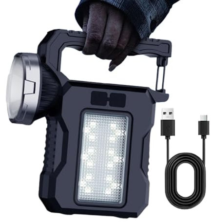 Generico Lampe de poche solaire à LED, lampe de poche extérieure solaire, lampe de poche puissante, fournitures de camping polyvalentes pour la randonnée, les voyages, l'exploration,