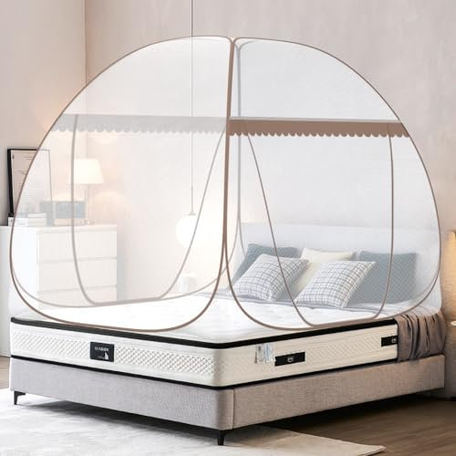 GLKEBY Zanzariera pop up per letto matrimoniale, 120 x190 x 40 cm, grande tenda portatile da viaggio con doppia porta con cerniera, facile installazione, maglia fine, per camera da letto, campeggio