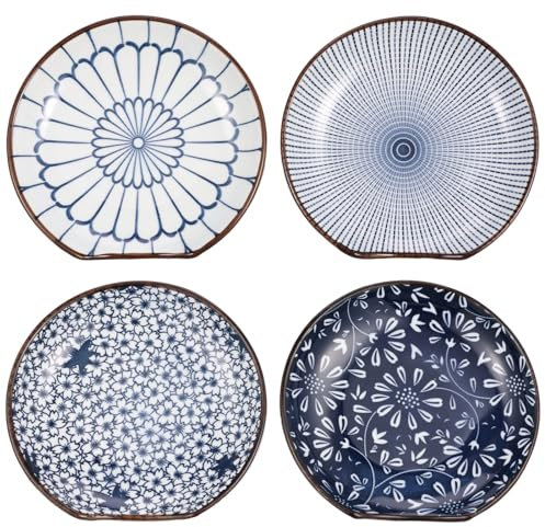 Lot de 4 repose-cuillères en céramique pour cuisine - Pratique - Décoratif - Multifonction - Passe au micro-ondes et au four - Passe au lave-vaisselle