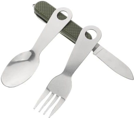 BIUDECO Tragbares Campingbesteck Satz aus Edelstahl Kompakt und Leicht zu Reinigen für Picknick und Outdoor Aktivitäten mit Messer Gabel und Löffel
