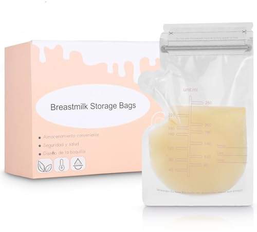 150 Muttermilchbeutel, 250 ml BPA-freie Muttermilchbeutel, Muttermilchbeutel mit Ausgießer, zum Stillen, selbststehend, vorsterilisiert, einfrierend, platzsparend