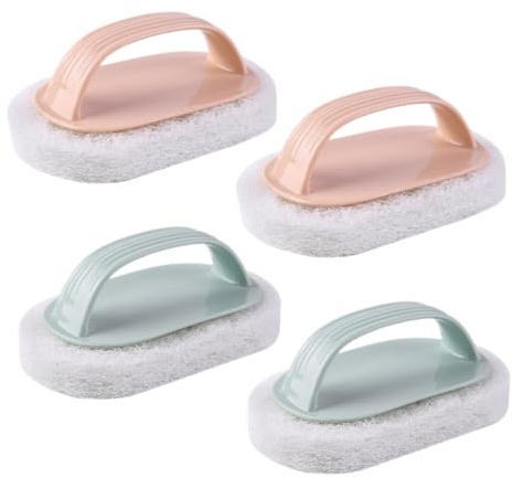 LRXIYODE 4 PièCes Brosse ÉPonge Pratique avec PoignéE Brosse De Nettoyage Polyvalente pour Cuisine Et Salle De Bain Outil De Lavage LéGer Et Portable