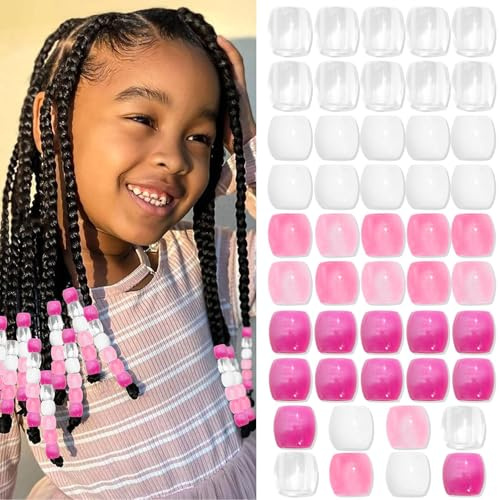 Shimmerz 48 Rosa Haarperler för Dreadlocks, Flätor och Hästsvansar - Ljusrosa, Barn Flickor Smyckes håraccessoarer