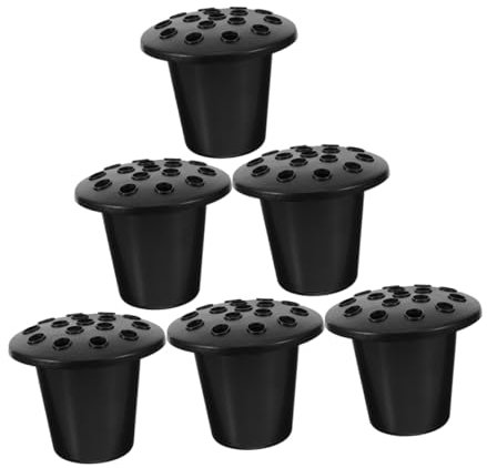 NULYLU Vases Funéraires Commémoratifs 16 Trous En Plastique Noir, Lot De 6, Résistants Aux Intempéries, Supports Pour Fleurs De Cimetière, Décoration De Tombes Extérieure