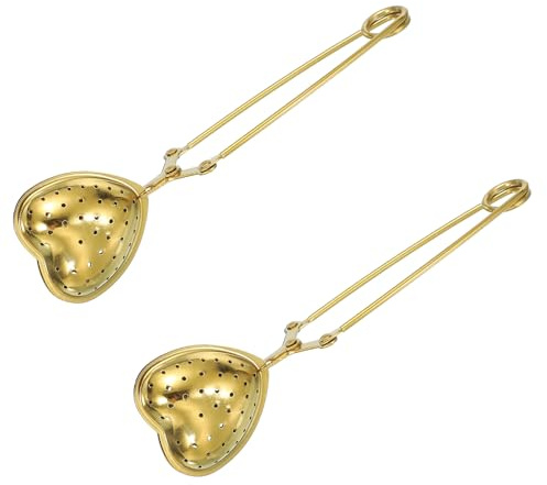 sourcing map 2Pcs Tea Infuser, Stainless Steel Loose Leaf Infuser Filter, Gold