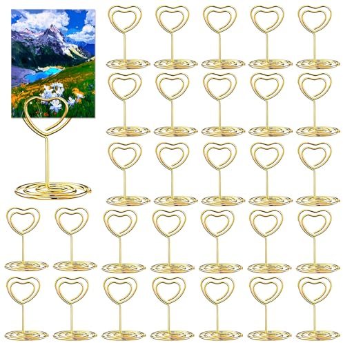 Saijer Fotohalter mit Klammern, 30 Stück Tischkartenhalter postkartenständer kartenständer Menükartenhalter kartenhalter tisch Tischkarten Halterung Tischnummernhalter für Hochzeiten Jubiläen Partys
